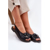 Odinės Lygios Šlepetės Su Dekoru CheBello 4642 Juodos | Sandalai moterims | jai24.lt