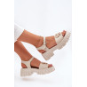 Moteriški Odiniai Sandalai Su Auksiniu Akcentu Vinceza 79541 Bežiniai | Sandalai moterims | jai24.lt