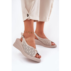 Moteriški Odiniai Sandalai Su Platforma Vinceza 41476 Bežiniai 200905