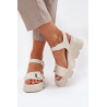 Moteriški Odiniai Pleištiniai Sandalai Artiker 54C1624 Kreminiai | Sandalai moterims | jai24.lt