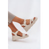 Moteriški Odiniai Pleištiniai Sandalai Artiker 54C1624 Kreminiai | Sandalai moterims | jai24.lt