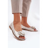 Odinės Balerinos Su Atvirais Pirštais Ir Gėle Zazoo 1870 Nusidėvėjęs Auksas | Balerinos bateliai | jai24.lt