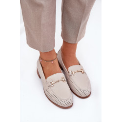 Odiniai Moteriški Mokasinai Su Dekoru Ant Lygios Pakulnės S.Barski LR51-594 Sidabriniai 200943