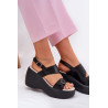Odiniai Moteriški Sandaalai Ant Platformos Ir Pakylos S.Barski LR51-540 Bežiniai | Sandalai moterims | jai24.lt