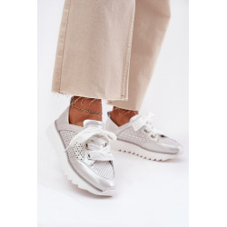 Moteriški Odiniai Sneakers Ant Platformos D&A LR51-796 Sidabriniai 200947