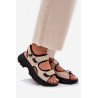 Odiniai Moteriški Sandaalai Su Velcro Bežiniai Artiker 56C0471 | Sandalai moterims | jai24.lt