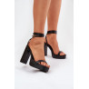 Moteriški Batai Su Kulnu Ir Dirželiu Juodi Fevenne | Sandalai moterims | jai24.lt