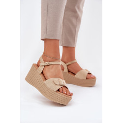 Moteriški Sandaalai Su Pakulnėmis Ir Užsegimu Khaki Liniella 200966