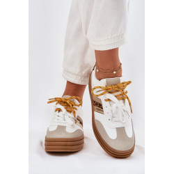 Moteriški Platforminiai Sportbačiai Su Dvigubu Šnervimu Leopardo Raštas Balti Niteria 200967