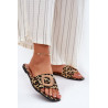 Plokščios Moteriškos Šlepetės Su Dekoratyvine Sagtimi Leopardas Clariola | Šlepetės | jai24.lt