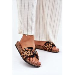 Moteriški sandalai ant kamštinės platformos leopardu Mevuna 200978