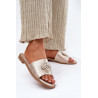 Moteriški Lygūs Sandalai Su Dekoratyviniu Elementu S.Barski KV51-087 Auksiniai | Šlepetės | jai24.lt