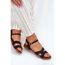 Plokščios Blizgios Moteriškos Sandalai S.Barski KV51-022 Juodos 200992