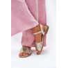 Moteriški Sandalai Su Plokščiu Kulnu Ir Dekoracija S.Barski KV51-098 Auksiniai | Sandalai moterims | jai24.lt