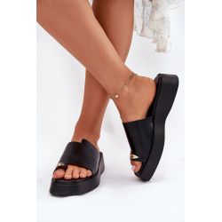Moteriški Platforminiai Šlepetės Su Dekoratyviniu Elementu Juodos Linosea 200996