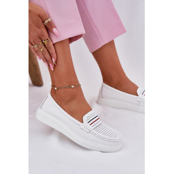 Moteriški Odiniai Mokašiai Balti Dovema 201001