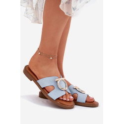 Moteriški Sandalai Su Plokščiu Kulnu Ir Dekoracija Vinceza 17381 Mėlyni 201011