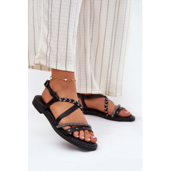 Plokščios Šlepetės Su Dekoratyviniais Dirželiais Vinceza 17379 Juodos 201012