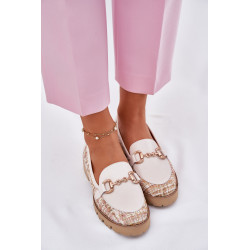 Moteriški Odiniai Mokasinai Su Auksiniu Akcentu Šviesiai Smėliniai Laura Messi 2938 201021