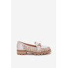 Moteriški Odiniai Mokasinai Su Auksiniu Akcentu Šviesiai Smėliniai Laura Messi 2938 | Mokasinai moterims | jai24.lt