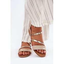 Odinės Moteriškos Šlepetės Su Plokščiu Kulnu Maciejka 06966-25 Auksinės 201024