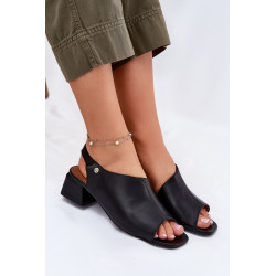 Odinės Moteriškos Šlepetės Ant Bloko Maciejka 06975-01 Juodos 201026