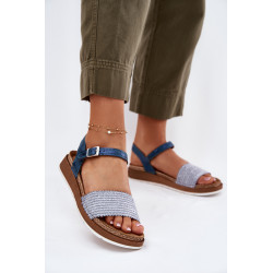 Moteriški Sandalai Su Pintinėmis Ant Diržo Mėlyni Inblu GS000050 201059
