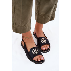 Moteriški Šlepetės Ant Lygios Pakulnės Su Papuošimu S.Barski KV51-002 Juodos 201069