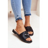 Moteriški Plokšti Sandalai Su Dekoratyviniu Elementu KV51-007 Juodi | Šlepetės | jai24.lt
