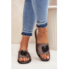 Moteriški Plokšti Sandalai Su Dekoratyviniu Elementu KV51-007 Juodi | Šlepetės | jai24.lt
