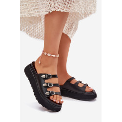 Moteriški Platforminiai Šlepetės Su Dirželiais Juodos Nimiotte 201093