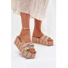 Moteriški Sandaalai Su Pakulnu Ir Pynimu Bei Dekoracija Bežiniai Isolene | Šlepetės | jai24.lt