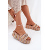 Moteriški Sandaalai Su Pakulnu Ir Pynimu Bei Dekoracija Bežiniai Isolene | Šlepetės | jai24.lt