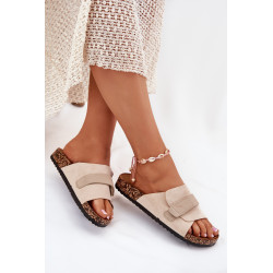 Moteriški Šlepetės Su Velcro Ant Korko Platformos Bežinės Baylin 201106