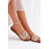 Moteriški Lygūs Sandalai Su Auksiniais Priedais Rudi Nalothiel | Šlepetės | jai24.lt