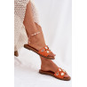 Moteriški Lygūs Sandalai Su Auksiniais Priedais Rudi Nalothiel | Šlepetės | jai24.lt