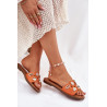 Moteriški Lygūs Sandalai Su Auksiniais Priedais Rudi Nalothiel | Šlepetės | jai24.lt