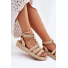 Moteriški Platforminiai Sandalai Su Aukso Detalėmis Khaki Kartia | Sandalai moterims | jai24.lt