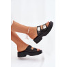 Moteriški sandalai su dirželiais eko oda juodi Falenisse | Šlepetės | jai24.lt