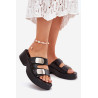 Moteriški sandalai su dirželiais eko oda juodi Falenisse | Šlepetės | jai24.lt