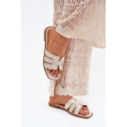 Papuošti plokšti sandalai béžiniai Anniles 201127