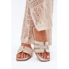 Papuošti plokšti sandalai béžiniai Anniles | Šlepetės | jai24.lt