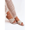 Papuošti plokšti sandalai béžiniai Anniles | Šlepetės | jai24.lt