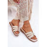 Papuošti plokšti sandalai béžiniai Anniles | Šlepetės | jai24.lt