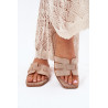 Papuošti plokšti sandalai béžiniai Anniles | Šlepetės | jai24.lt