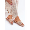 Papuošti plokšti sandalai béžiniai Anniles | Šlepetės | jai24.lt