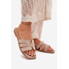 Papuošti plokšti sandalai béžiniai Anniles | Šlepetės | jai24.lt