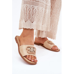 Plokščios Moteriškos Šlepetės Su Dekoratyviniu Elementu Bežinės Nenitta 201130