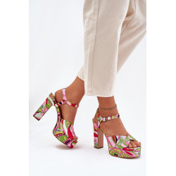 Raštuotos Batai Su Kulnais Ir Platforma Rožinė-Zalioji Slaria 201142