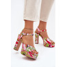 Raštuotos Batai Su Kulnais Ir Platforma Rožinė-Zalioji Slaria | Sandalai moterims | jai24.lt